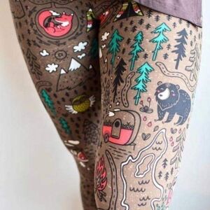 LEGGINGS DEPOT Multi color Camping Printed Full Length Leggings Size 12 NWT
